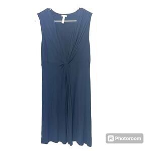 Soma Dress sz M Black Jersey Soft Stretch Sleeveless Ruched Knee Length